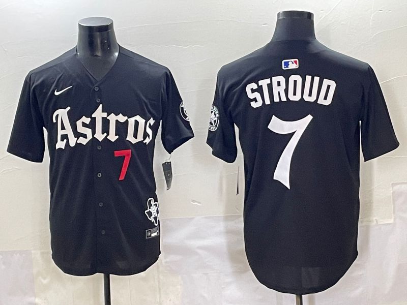 Men 2025 Houston Astros #7 Stroud Black Five generations Joint Name Nike MLB Jersey style 6